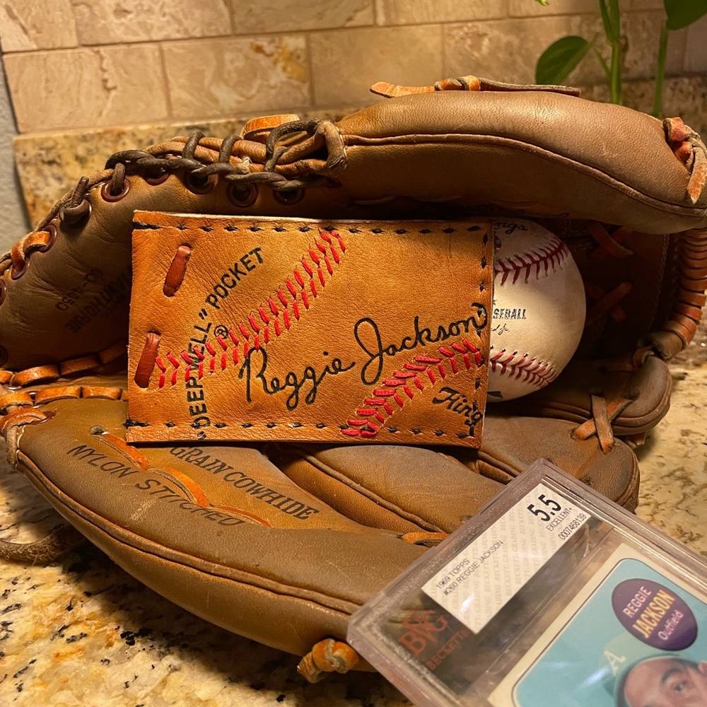 Baseball glove card holder